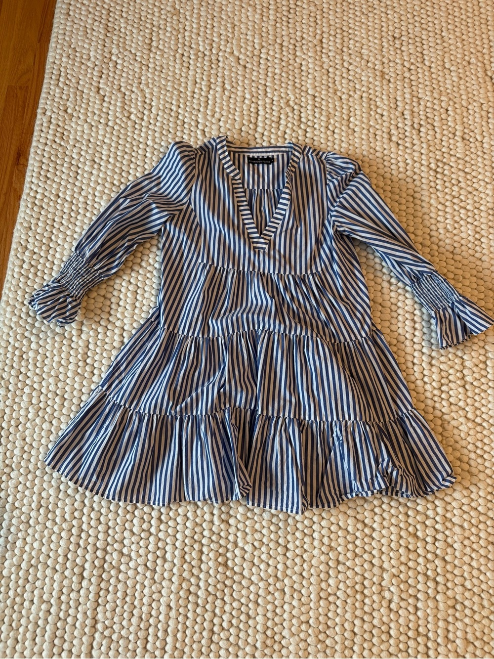 Pomander Place Navy and White Striped Tiered Dress